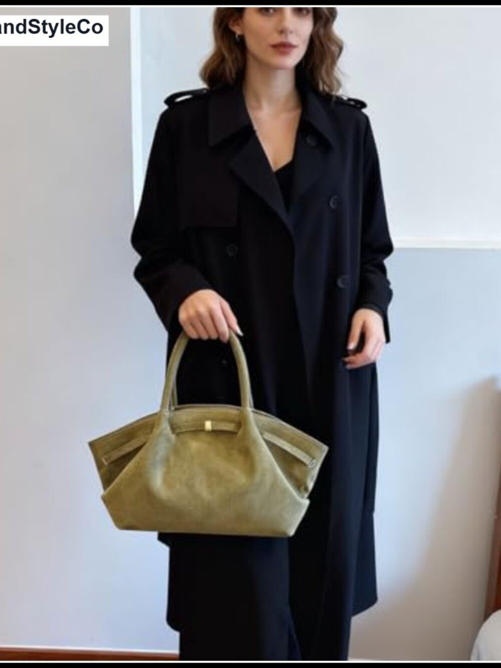 Faux Suede Vintage Tote Bag Large Capacity Shoulder Work Handbag - Picture 2 of 6